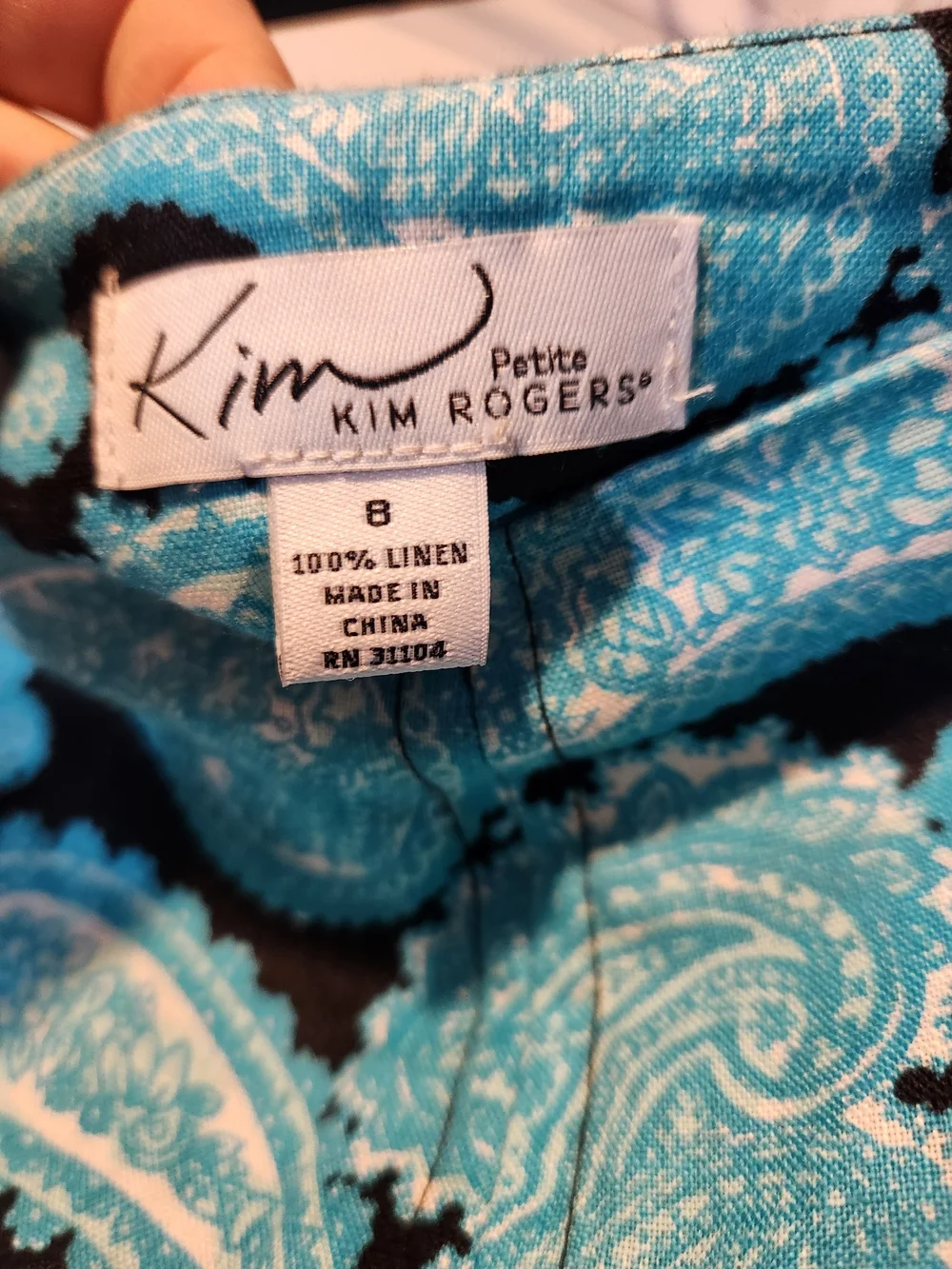 Kim Rogers Black and Turquoise Paisley Boho A-Line Flaring Skirt Womens Size 8